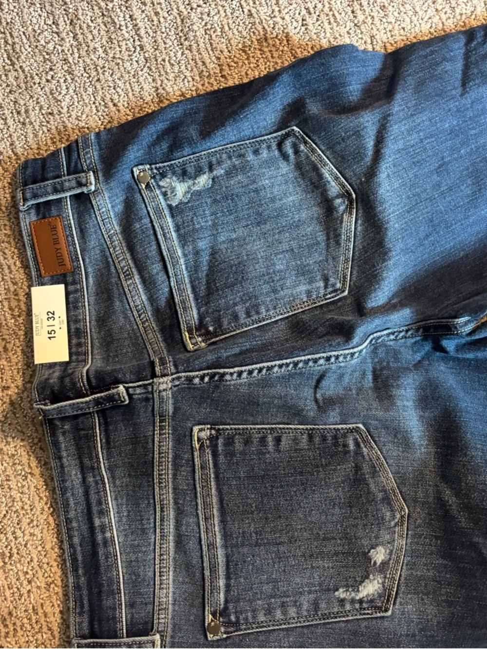 Judy Blue Dark Blue Mid Rise Distressed Bootcut Jeans - Picture 2 of 5